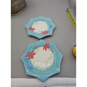 Vtg KonTiki Dessert Plates 7.5" Set Of 2 Skye McGhie 2004 Bread Salad Blue